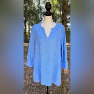 Lands' End Soft Sky Blue Linen Blend Tunic